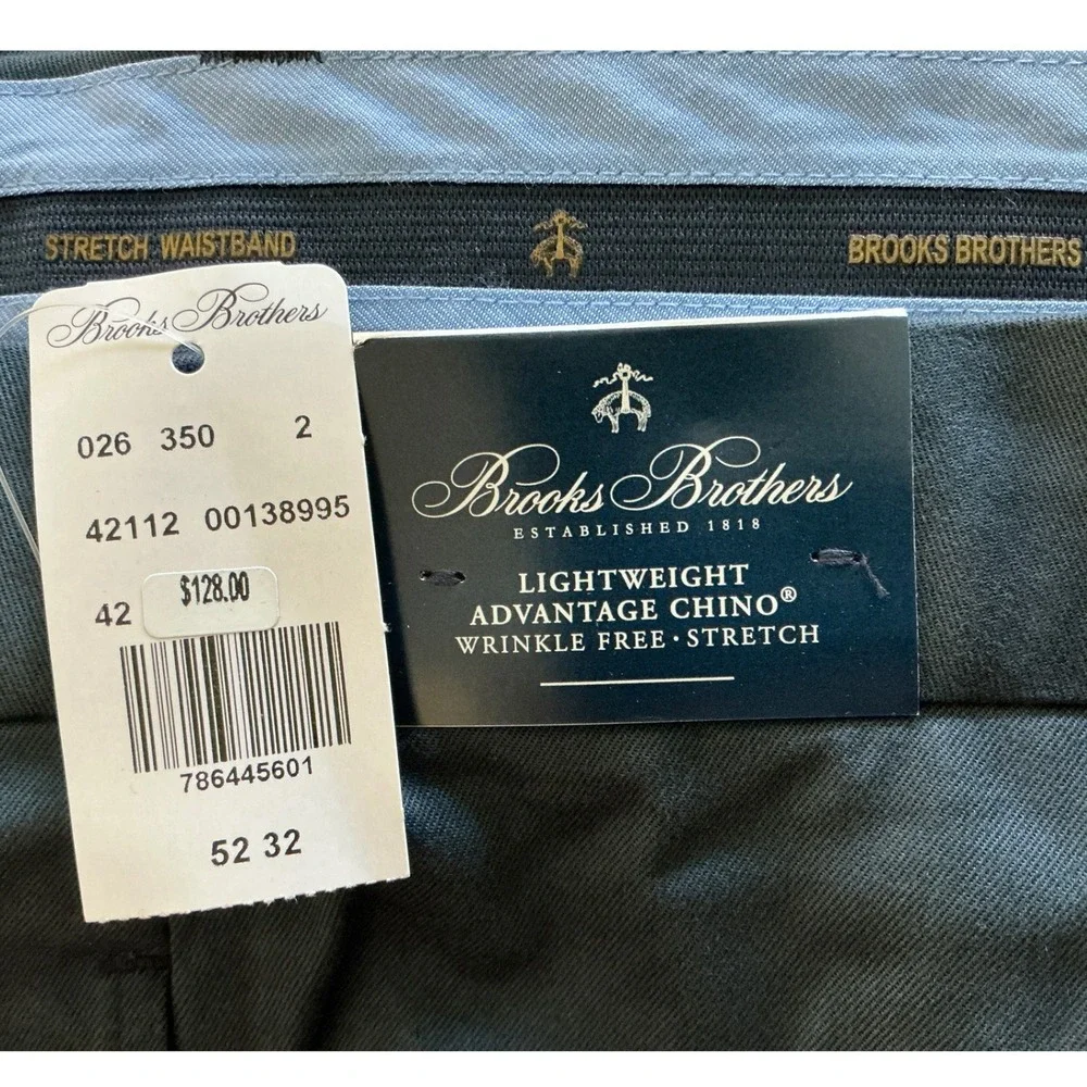 Brooks Brothers‎ Lightweight Advantage Chino Dark Green 52x32 New With Tags